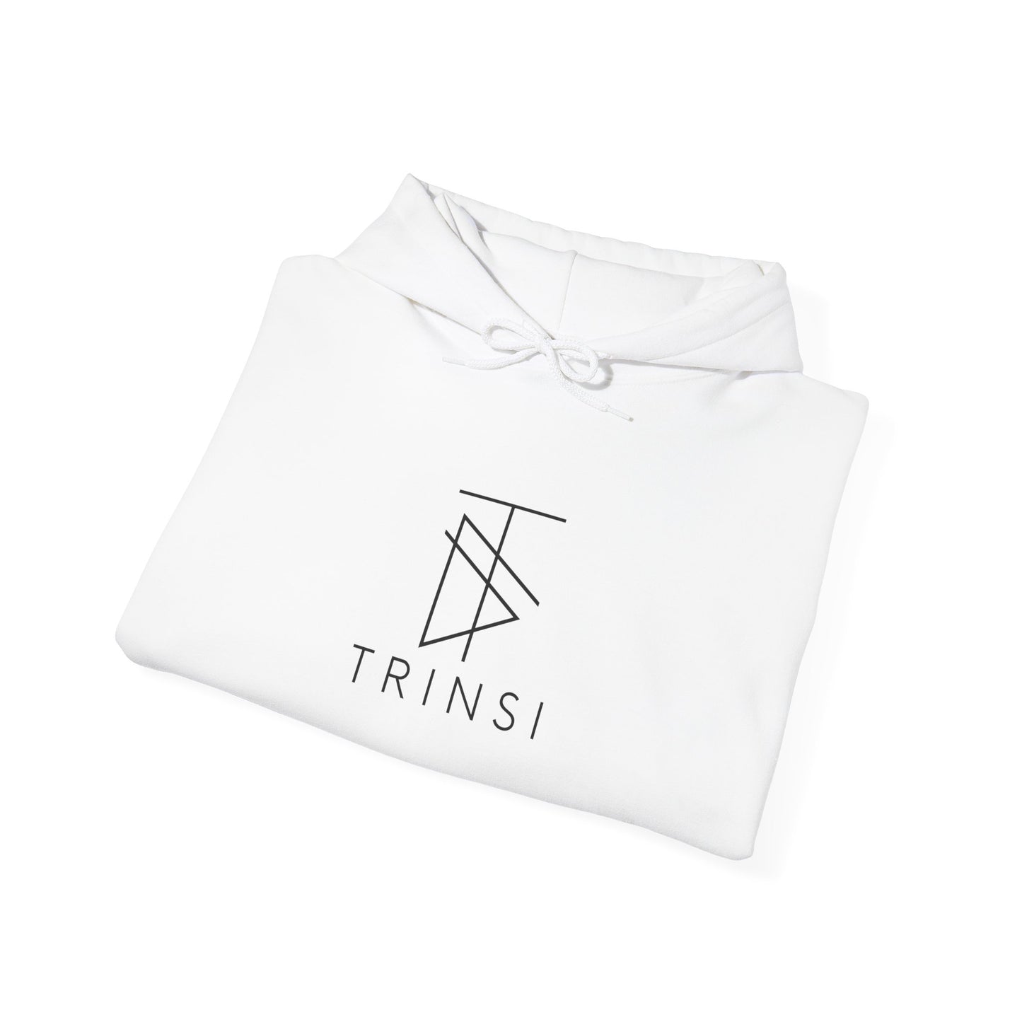 Trinsi Minimalist Symbol White Hoodie – Unisex Heavy Blend™ Pullover